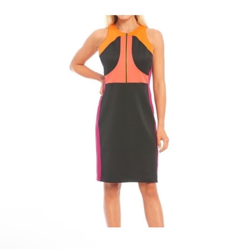 LDT Blaine Color Block Scuba Sheeth Dress  Size 4